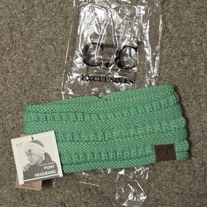 C.C Mint Green Knit Ponytail Headband